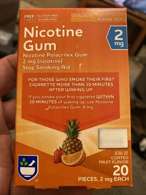 Rite Aid Nicotine Gum Coated Fruit Flavor 20 Pieces 2mg Exp 9/25 Foto 1 de 2