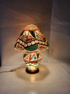 Vintage Camel Hide Boho Hand Painted Table Lamp And Shade Prop TV Film - Picture 1 of 17