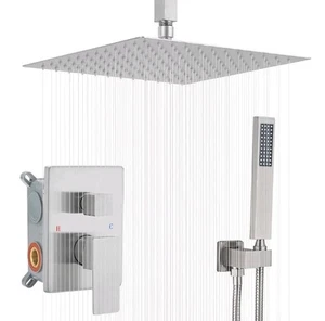 Heable Brushed Nickel Shower System Bathroom 12 Inch Rain Shower Head Ceiling.W2 - Picture 1 of 10