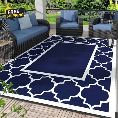 Alfombra Exterior 5' X 8' Impermeable para Decoración Patio Plegable Reversible Plástico Pajita Foto 1 de 4
