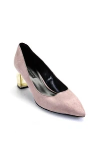 Charles & Keith Womens Slip On Block High Heels Suede Pink Size 9 US - Picture 1 of 5