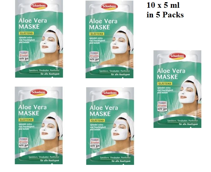  Schaebens moisturizing Aloe Vera mask - 5 Packs for 10 applications New - Image 1 of 1