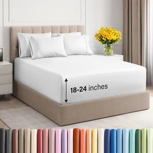 Juego de sábanas de bolsillo extra profundo de 6 piezas, suaves y cómodas, todos los tamaños de cama por ropa de cama CGK - Imagen 1 de 44