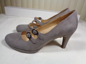 Naturalizer Shoes Womens Size 8 M Prudence Mary Jane Grey Slip-On Heels Pumps - Picture 1 of 20