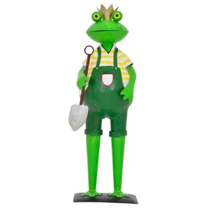 Gärtner Frosch mit Schaufel Metall Deko Garten Handarbeit - Bild 1 von 4