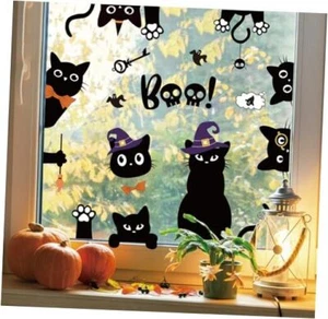Halloween Fensterklammern schwarz Katze Fenster Aufkleber doppelseitig Boo Fenster Aufkleber - Bild 1 von 8