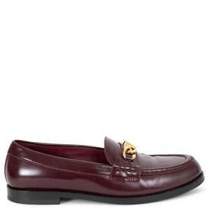 71318 auth VALENTINO burgundy leather 2022 VLOGO CHAIN Loafers Shoes 38.5 - Picture 1 of 8