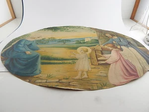 Art Holy Antique Oleography Caesars On Linen Holy Family End 1800 - Picture 1 of 4