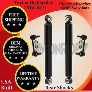 Monroe OEM Rear Shocks W/ Sway Bar For 2014-2019 Toyota Highlander Lifetime War. - Picture 1 of 11