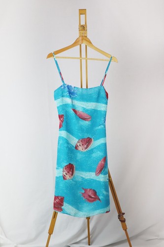 Abito Versace Jeans Couture Rosso Conchiglie di Mare Blu Taglia 28 42