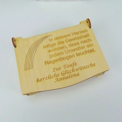 Schatztruhe Geschenk zur Taufe Schatulle Geld schenken Kiste Holz Taufgeschenk  - Bild 1 von 4