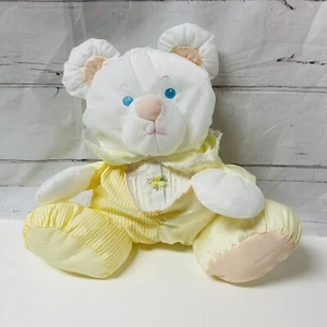 Fisher Price Vtg Puffalump Baby Puppy Bear Mouse Yellow White Bib Rattle Plush - Picture 1 of 4