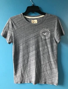 Women’s Hollister Heather Gray Graphic Embroidered Logo Short Sleeve T-shirt M - Picture 1 of 8