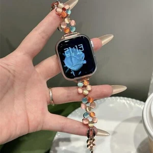 NEW Bracelet Watch Band Chain Flower Stone For Apple watch 40/41/42/44/45/46mm - Picture 1 of 17