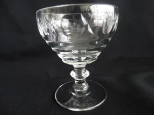Paden City Glass Clear Cut Cross Thumbprint 991 Penny Line 6oz Champagne EUC - Imagen 1 de 6