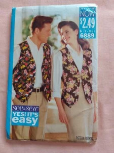 Butterick/See & Sew 6889 Very Easy Unisex Lined Vest Pattern Size 42-48 - Picture 1 of 2