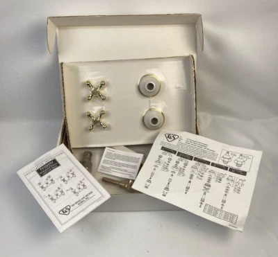 High Quality Heavy Duty Vtg Antique Polished Brass & White HOT COLD Faucet NIB - Image 1 of 4