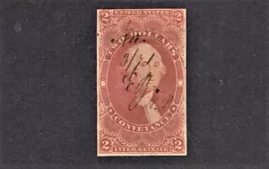 1862-71 U.S.First Issue Revenue $2 CONVEYANCE IMPERF Sc#R81a Pen Cancel - Picture 1 of 1