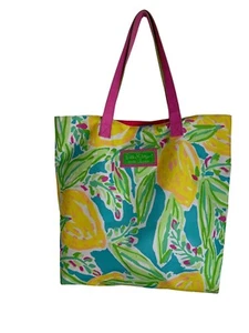 Lilly Pulitzer For Estee Lauder Tropical Lemon Print Large Tote Bag G6 - Picture 1 of 11