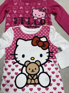 2 New HELLO KITTY kid's girl's Toddler T-shirt Tee Old Navy 18-24 M Whit Pink - Picture 1 of 6