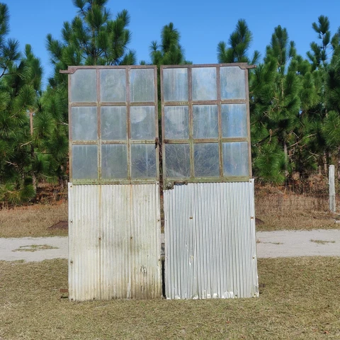 18 Light Handmade Industrial Metal and Glass Double Door Greenhouse Conservatory Cover