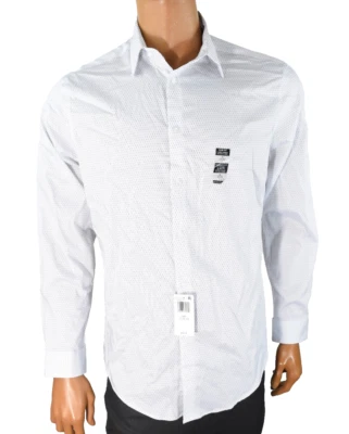 Calvin Klein Steel+ Mens Dress Shirt M 15 32/33 White Gray Slim Fit Stretch - Image 1 of 4
