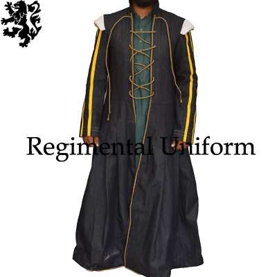 Vestido Medieval Histórico Steampunk Hombres Ropa Azul Marino Denim Chaqueta Gótica Foto 1 de 4