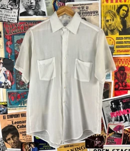 Vtg Mens 60s-70s Plain White Van Heusen Vanopress Regency Button Up Shirt 42 - Picture 1 of 13
