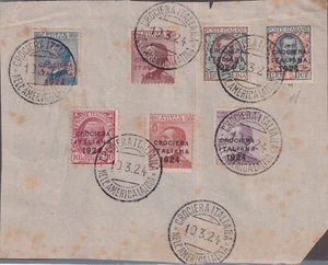 Regno 1924 Crociera Italiana (N° 162/68) s. cpl. su ampio frammento.(Cat.57/194) - Bild 1 von 1