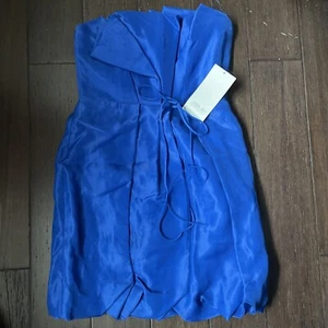 JILL STUART Spaghetti Strap Blue SILK Dress-Ballooned Bottom, Size 6 With Tag - Picture 1 of 9