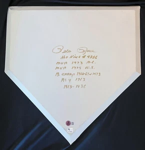 Placa de casa de tamaño completo firmada por PETE ROSE con muchas inscripciones Hit King MVP GA & BAS - Imagen 1 de 5