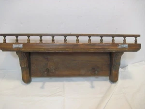OLD WOOD-WOODEN KNICK KNACK WALL SHELF DISPLAY HOME DECOR SOLID COAT RACK - Picture 1 of 11