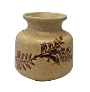 Jarrón de colección cerámica artesanal Robert Maxwell marrón tostado motivo helecho decoración boho años 70 - Imagen 1 de 9