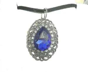 Nuevo Hermoso Collar Collar Azul y Blanco Estrás Antiguo Tono Dorado 18-20 - Imagen 1 de 3