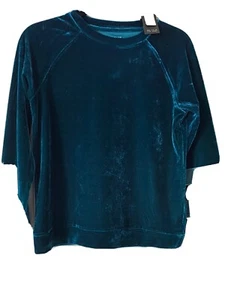 Velour Top w/ Ling Sleeves Dark Green Size 14 Kidpik - Picture 1 of 5