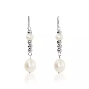 Orecchini pendenti goccia perle d'acqua dolce bianche naturali argento sterling 925 massiccio - Foto 1 di 2