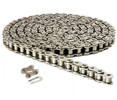#50NP Nickel Plated Roller Chain 10 Feet With 1 Connecting Link Anti-Corrosion • 41.45$