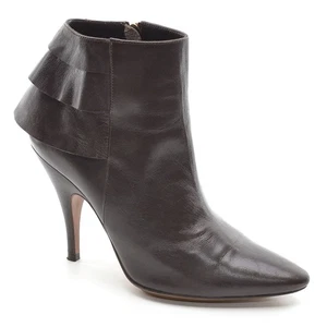 Damas Moschino Botines con Cremallera Acanalada 36/6 Cuero Marrón Tacones Altos Zapatos Italia - Imagen 1 de 7