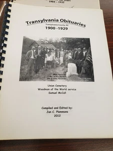 TRANSYLVANIA Co, NC OBITS 1900-1929, by Plemmons 2012 Used Genealogy Book 189pg - Picture 1 of 6