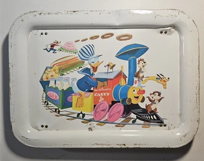 Bandeja de servir tren pato Donald Walt Disney Casey Jr. metal vintage 1961 Foto 1 de 4