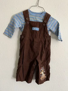 Disney Baby Tigger Winnie the Pooh Overalls Shirt Corduroy Y2K 6-9 Months - Picture 1 of 8