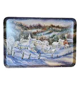 Melplus Italy Serving Tray Kathleen Parr McKenna Winter Village Snow Melamine 17 - Picture 1 of 6