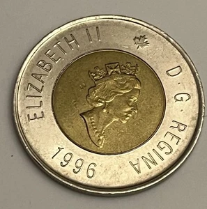 Moneda Toonie de dos dólares de Canadá 1996 canadiense $2 - Imagen 1 de 2