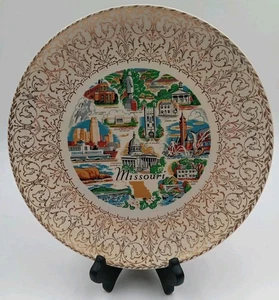 Plato coleccionable recuerdo del estado de Missouri de colección ritmo Homer Laughlin dorado EE. UU. - Imagen 1 de 7