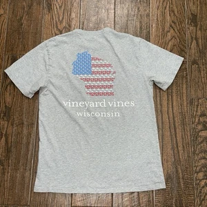 Mens Vineyard Vines Short Sleeve Grey Wisconsin Pocket T Shirt Size. Small - Picture 1 of 4