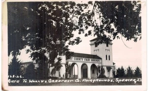 Spencer County Fairgrounds RPPC foto reale 1947 IA - Foto 1 di 2