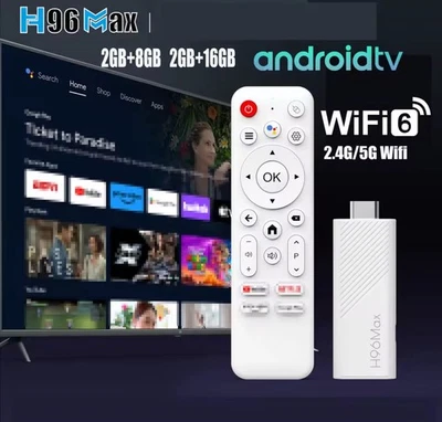 FIRE STICK TV ANDROID H96 MAX 8 GIGA TELECOMANDO INTELLIGENTE CON FUNZIONI VOCAL - Imagen 1 de 4