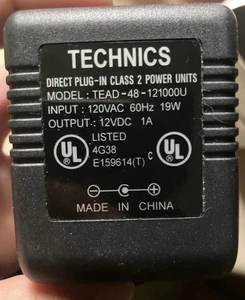 Adaptador de corriente Technics TEAD-48-121000U 12VDC 1A OEM, nuevo en caja | SL-Q303, SL-23 - Imagen 1 de 12