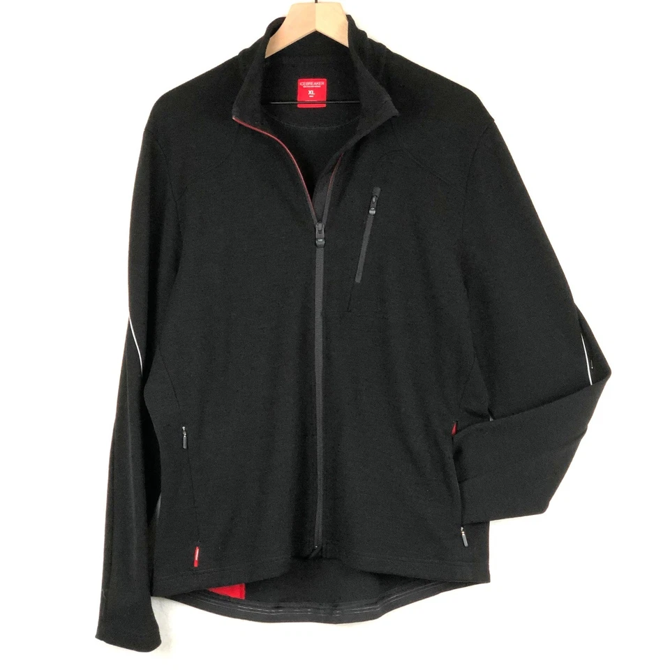 ICEBREAKER Merino Wool Blend Full Zip Jacket Men's XL Black Performance Outdoor - Image 1 of 4