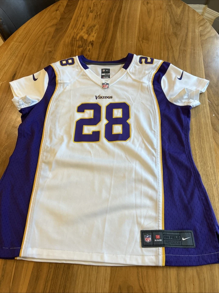 Camiseta de fútbol americano Nike NFL Vikings #28 blanca/púrpura Adrian Peterson Foto 1 de 4